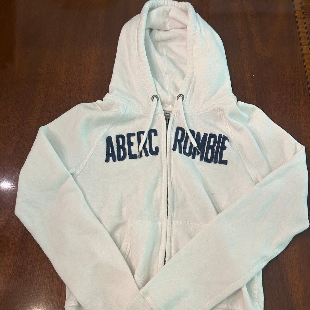 Abercrombie and Fitch White Zip-up Youth Medium